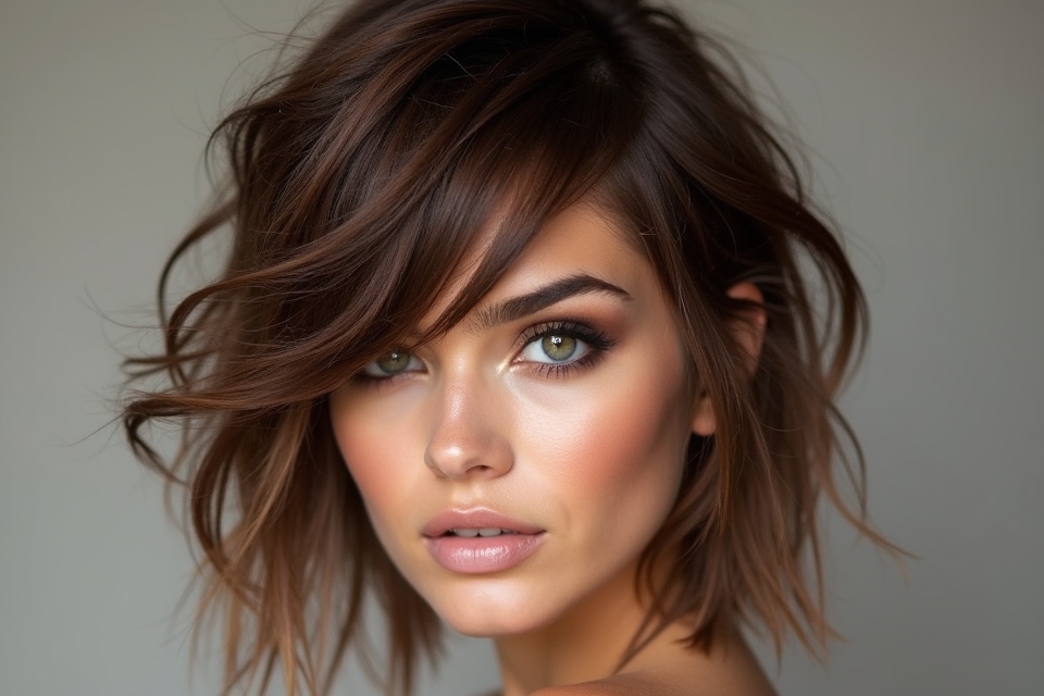 layered long shag hairstyle