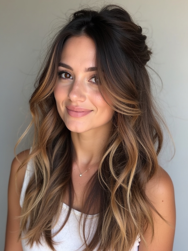 messy elegant half up style