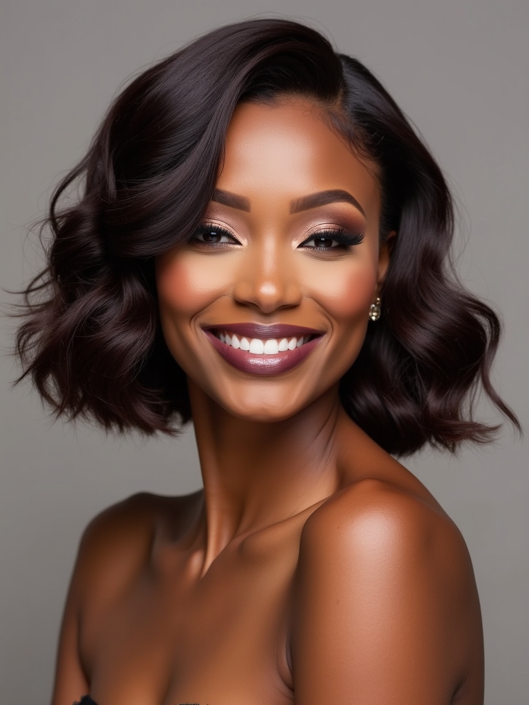 playful wavy bob hairstyle