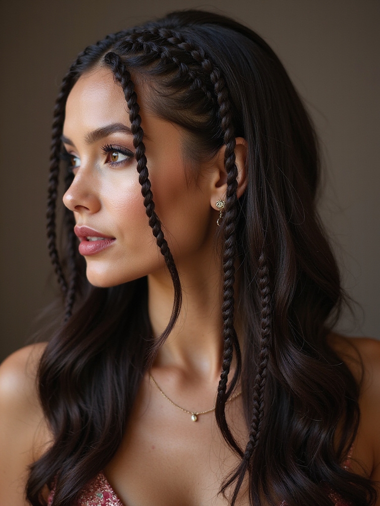 romantic cascading waterfall braids