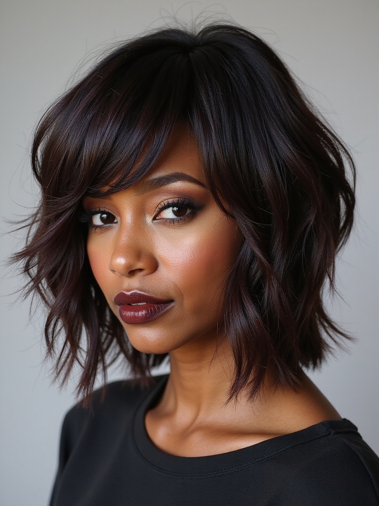 shaggy bob with textured layers