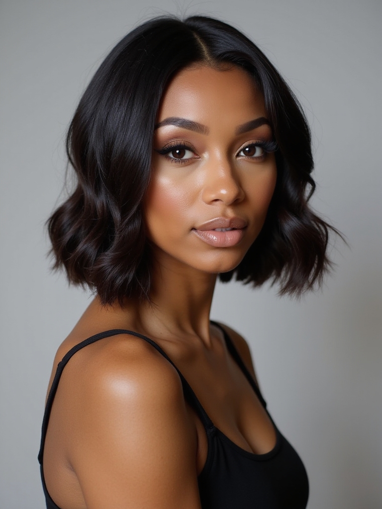 sleek blunt cut bob