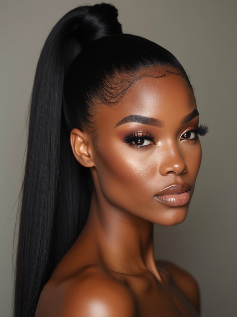 sleek natural hair ponytail