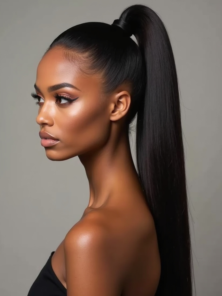 sleek ponytail with extensions