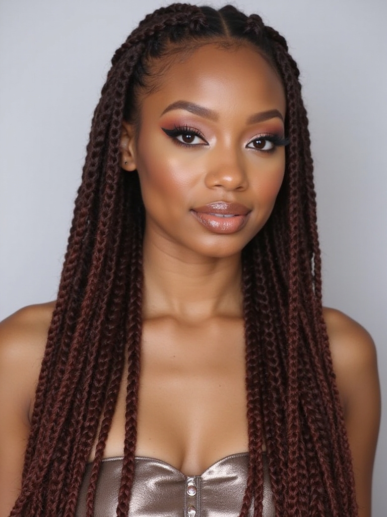 sleek sophisticated feed in braids