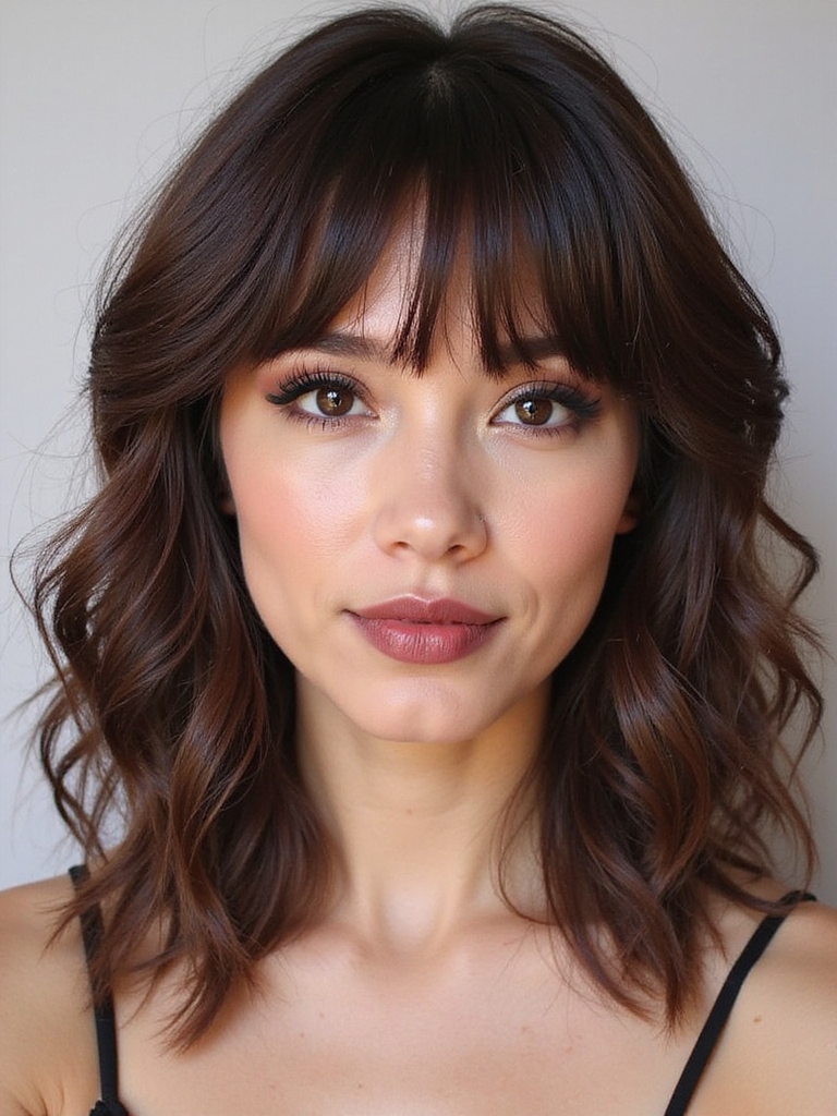 soft curls with bangs