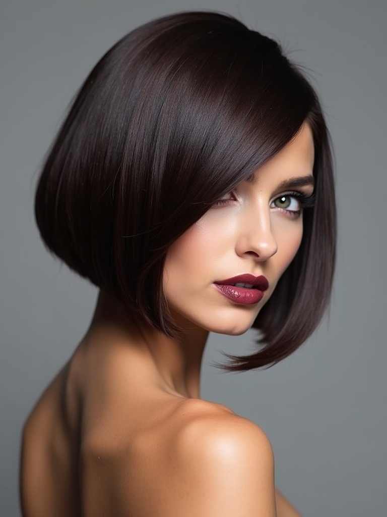 sophisticated angled bob transformation