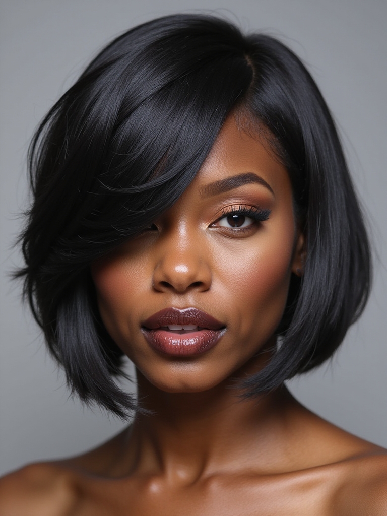 stylish asymmetrical inverted bob