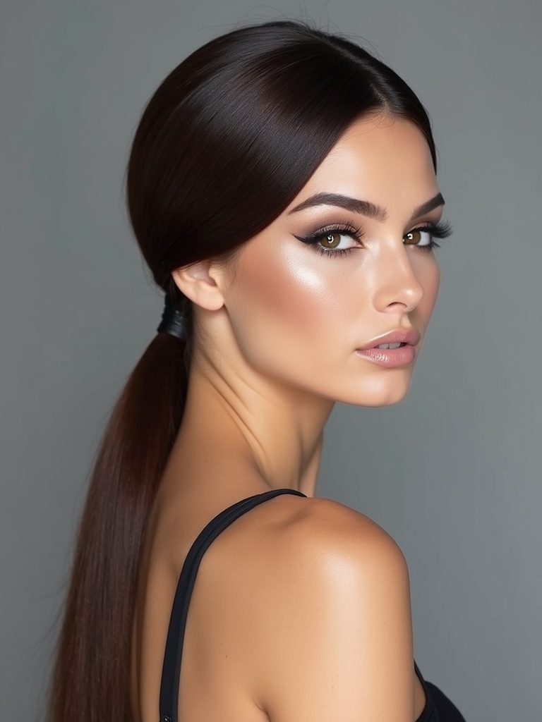 timeless elegant low ponytail