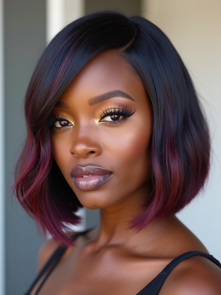 vibrant curly bob accents