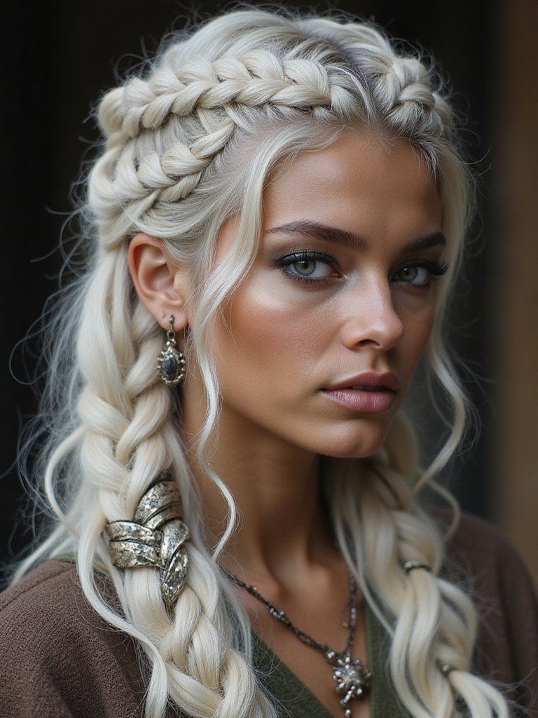 viking inspired bold braided hairstyles