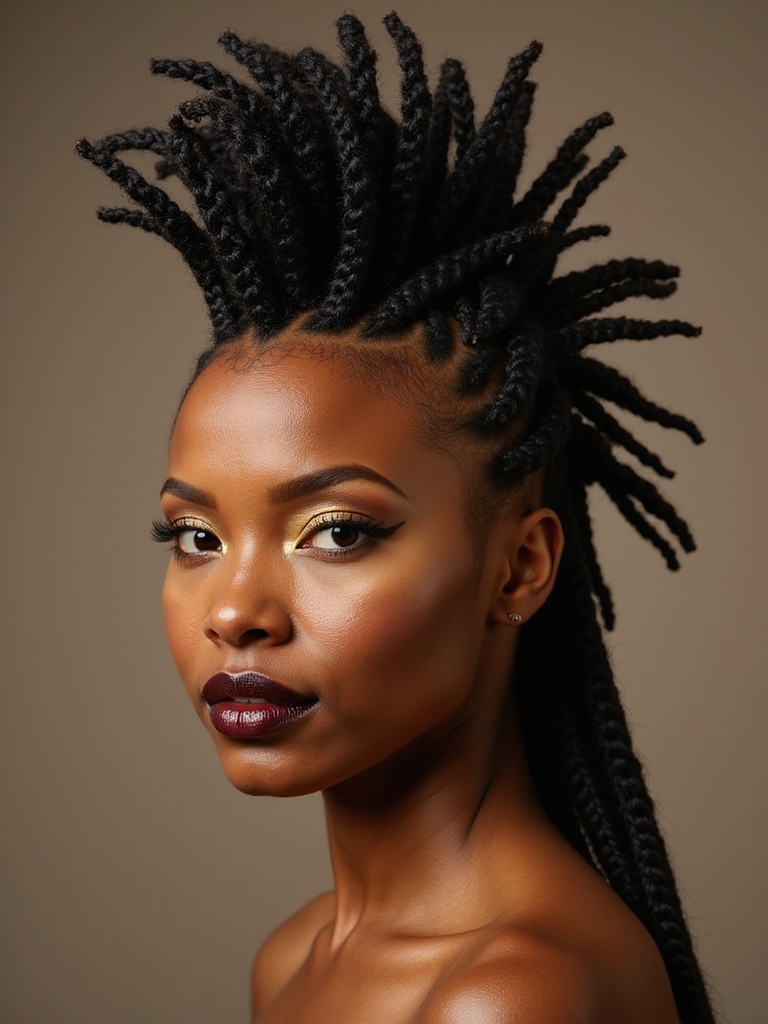 voluminous layered braid mohawk