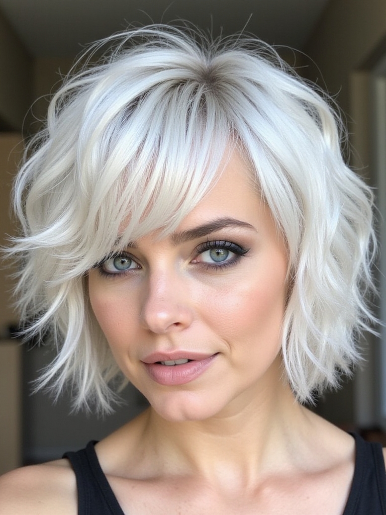 voluminous layered shag hairstyle