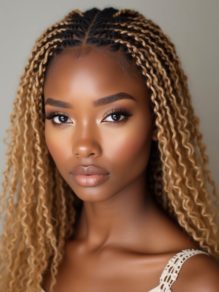 bohemian cornrows with curls