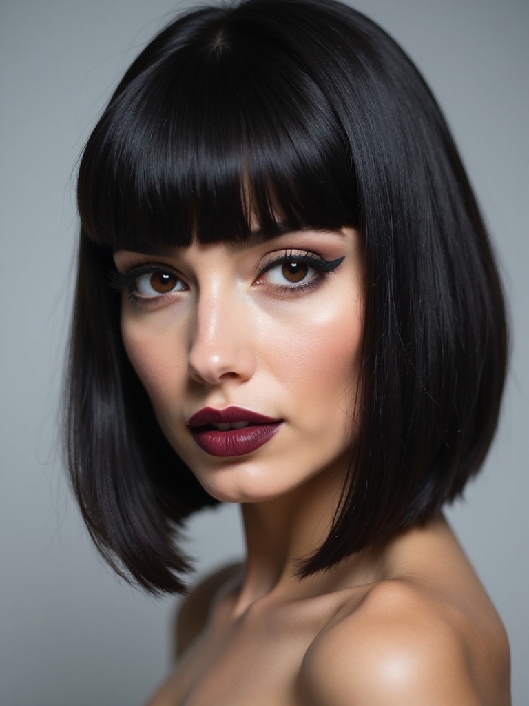 bold blunt fringes transformation