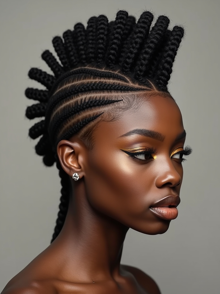 bold cornrow mohawk styles