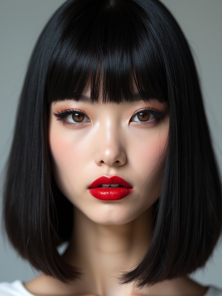 bold edgy micro fringe hairstyle