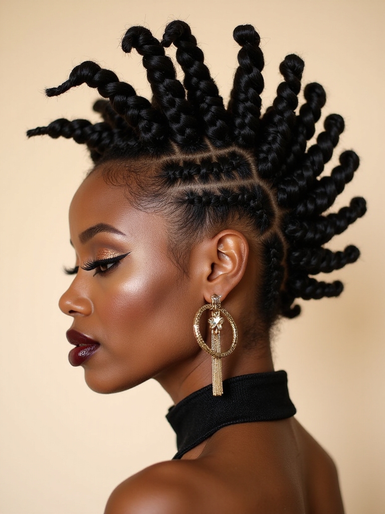 bold mohawk braid style