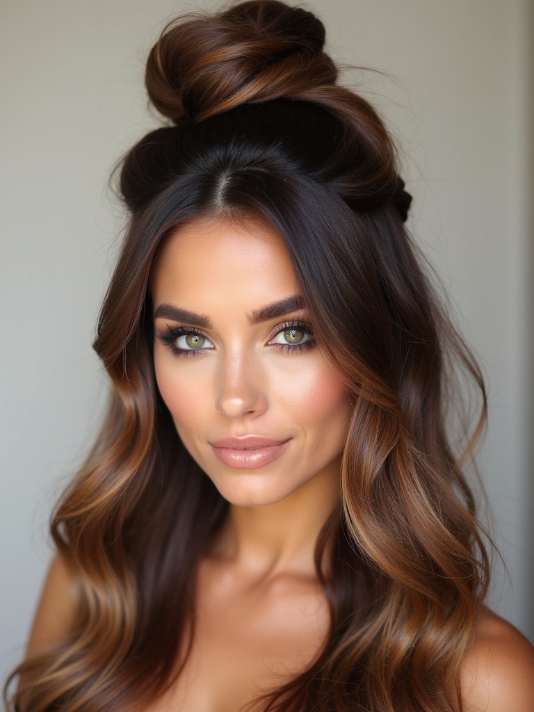 chic effortless half up bun