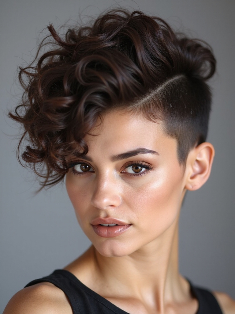 chic undercut enhances curly hair