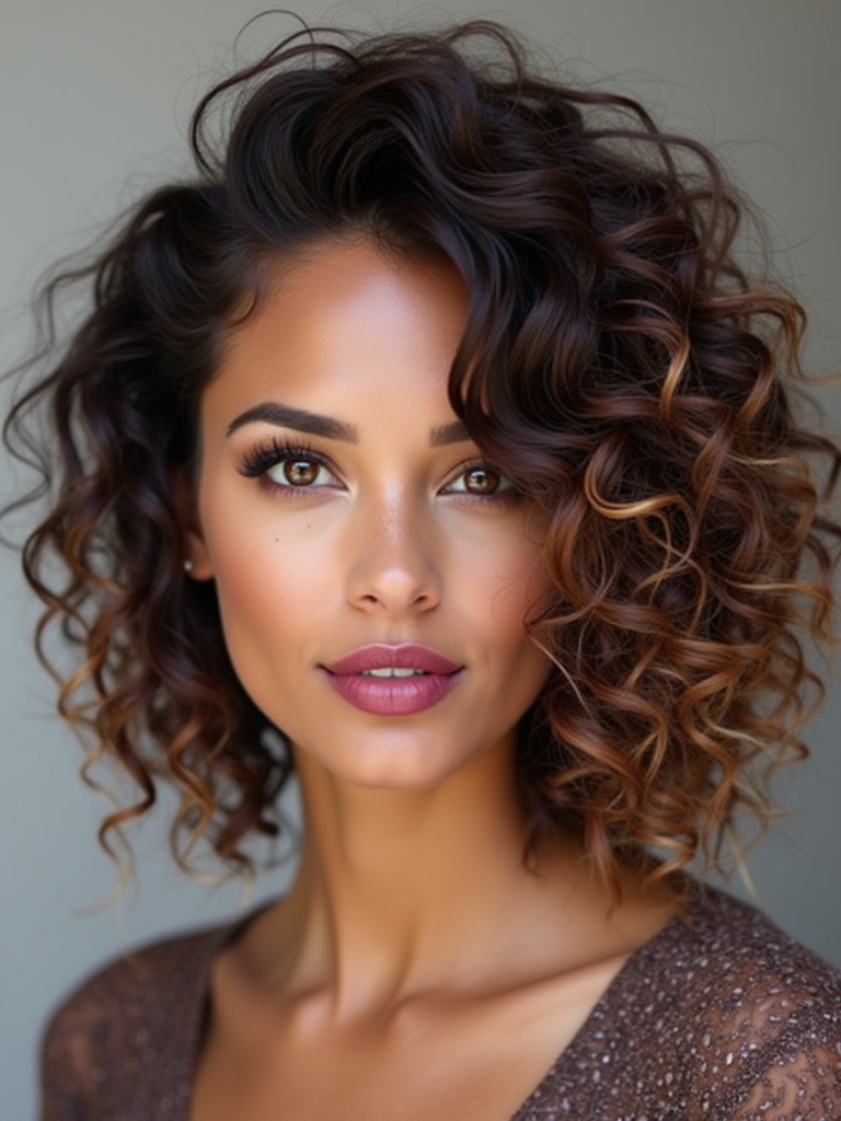 daring asymmetrical curly hairstyle