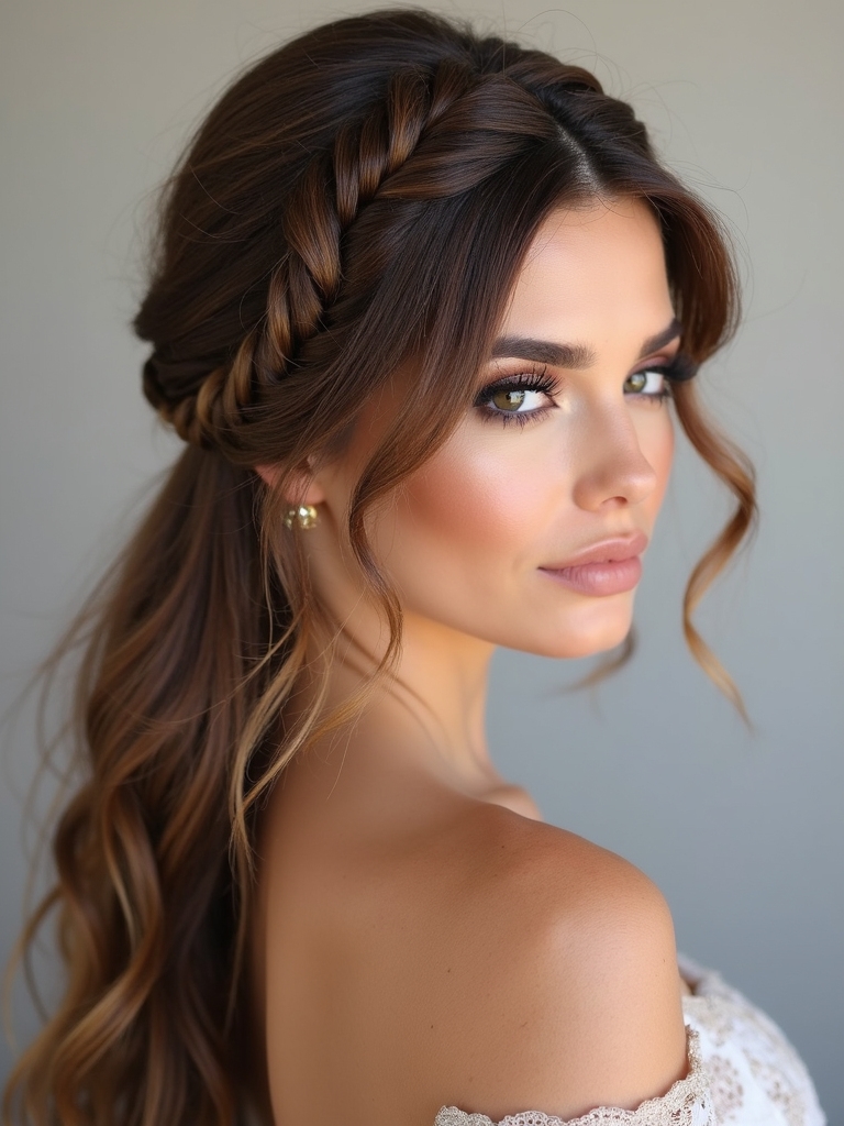 elegant braided half up hairstyle