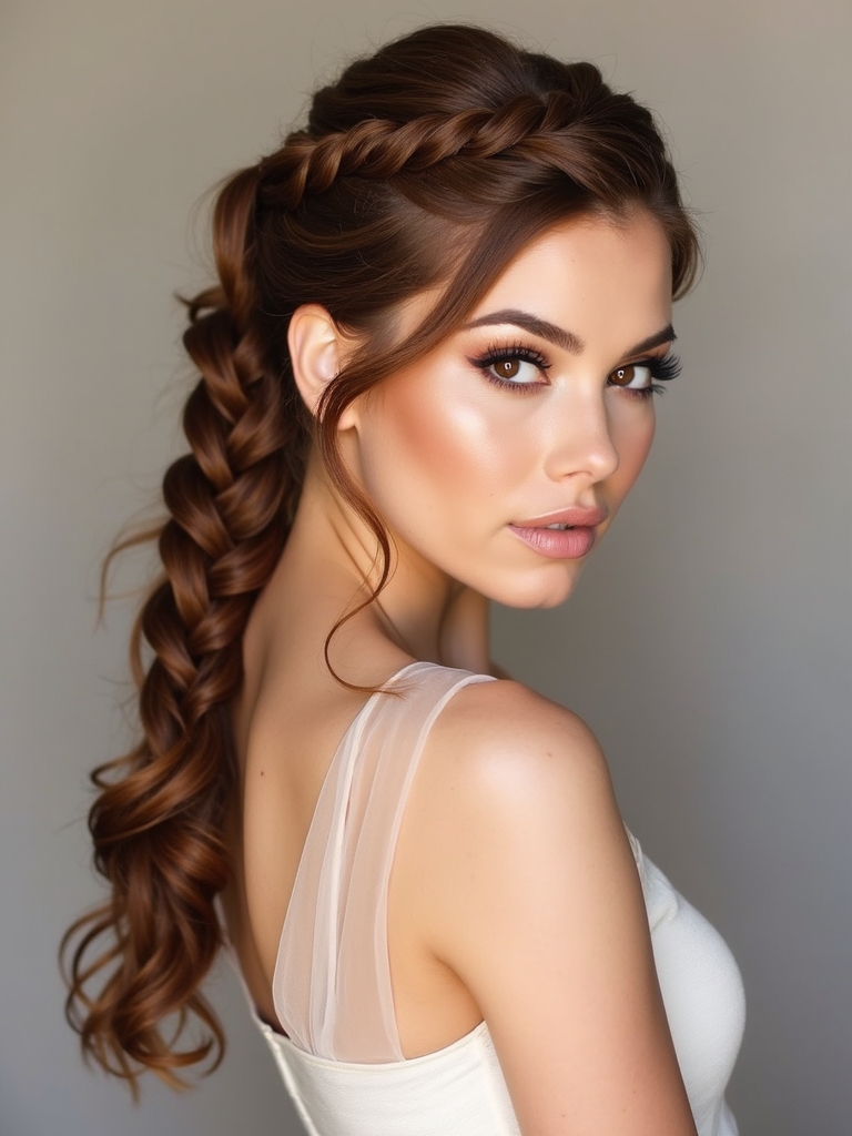 elegant braided half up style