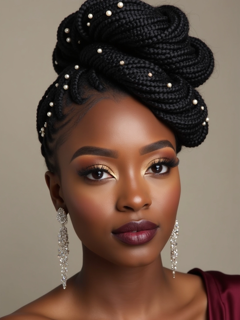 elegant cornrows with accessories