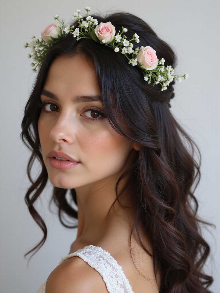 floral half updo elegance