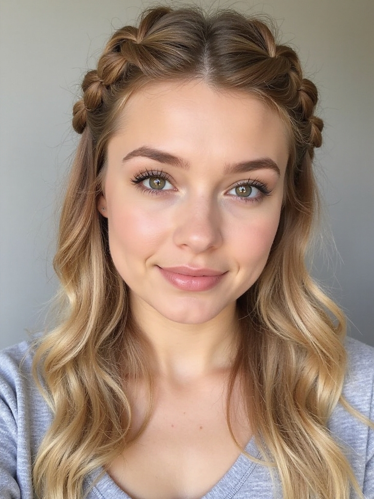 half up double braids beauty