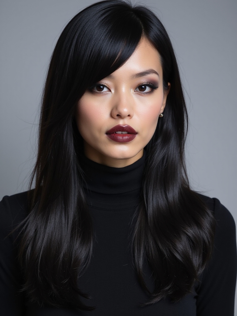 sleek hair side part