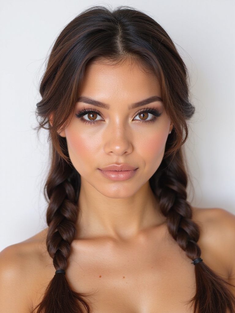 sleek middle part braid
