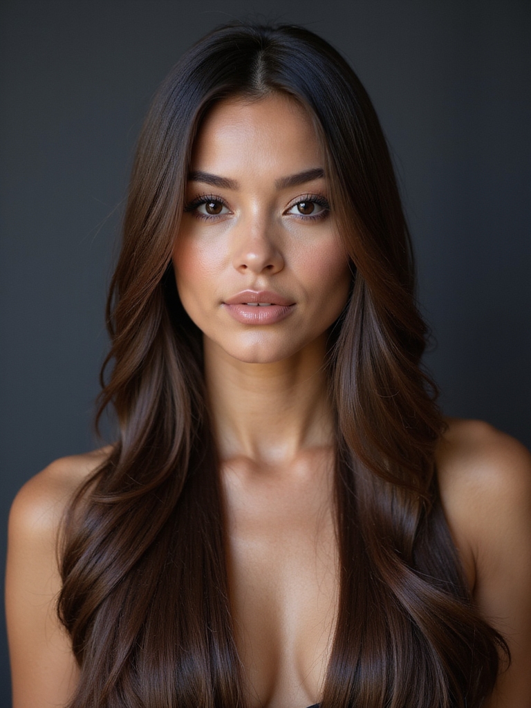 sleek middle part hairstyle