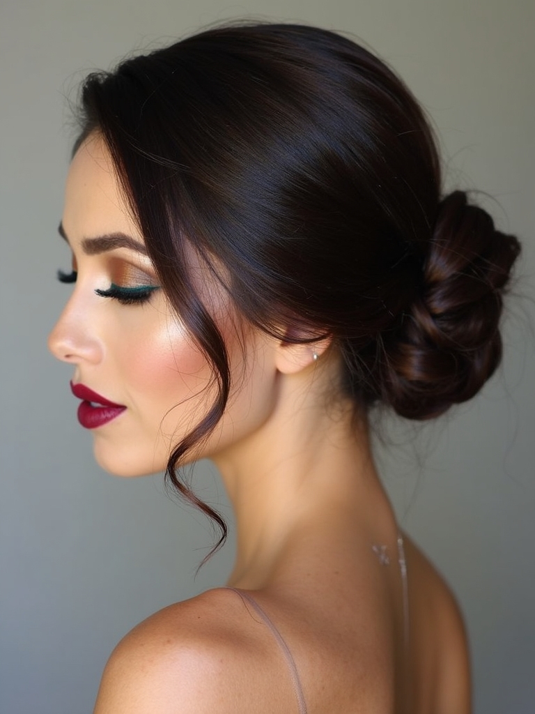 sophisticated side bun hairstyle