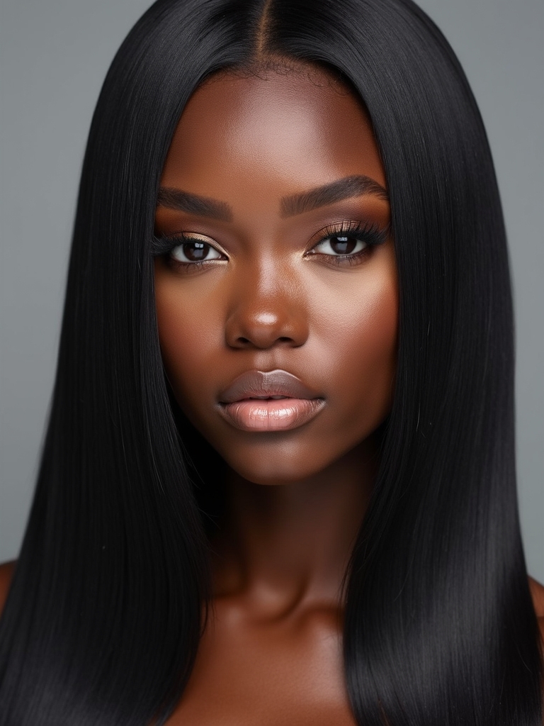 sophisticated sleek straightened hair