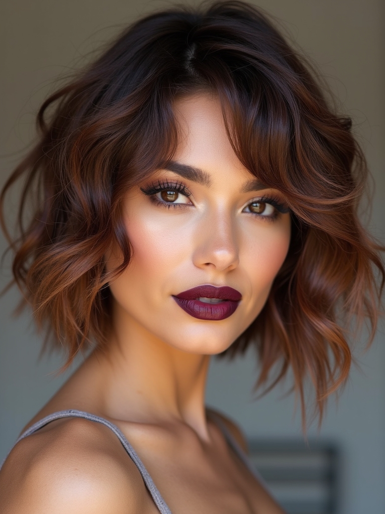 textured lob waves elegance