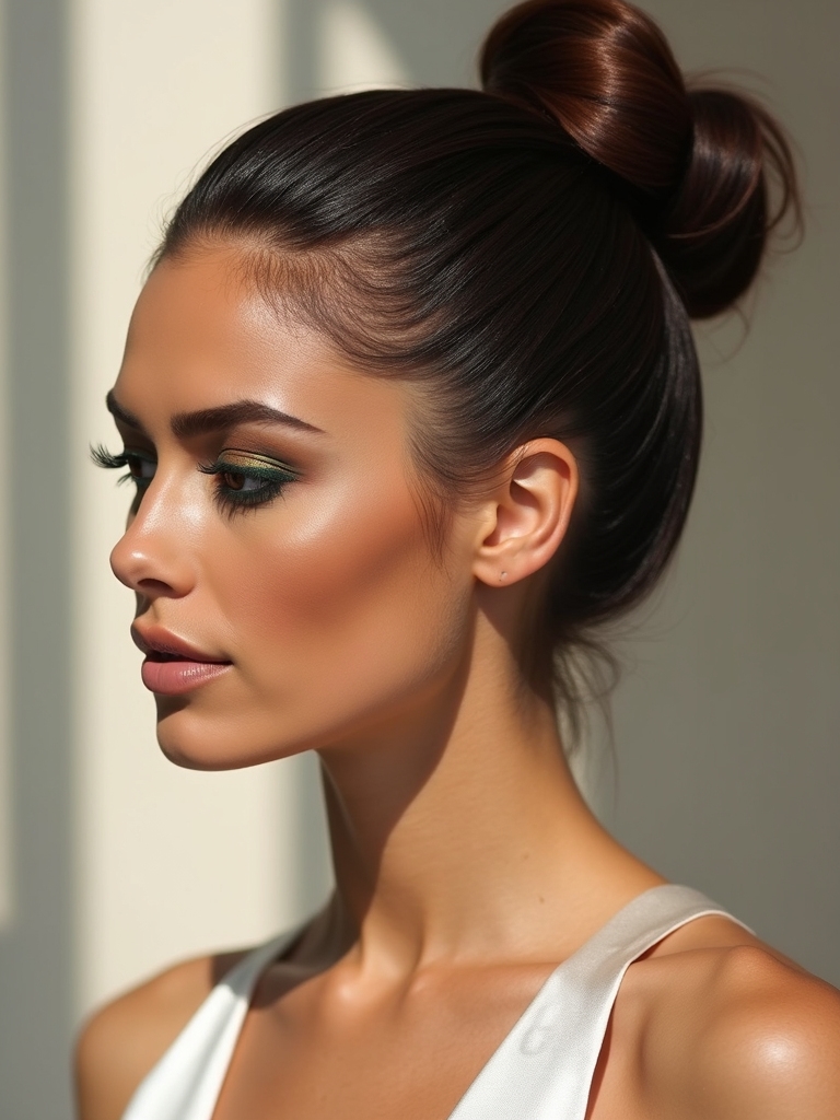 timeless elegant slicked back bun