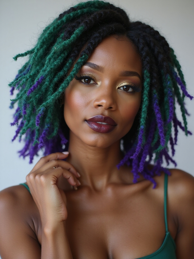 vibrant bold colorful locs