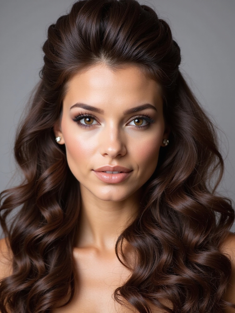 voluminous curls half updo