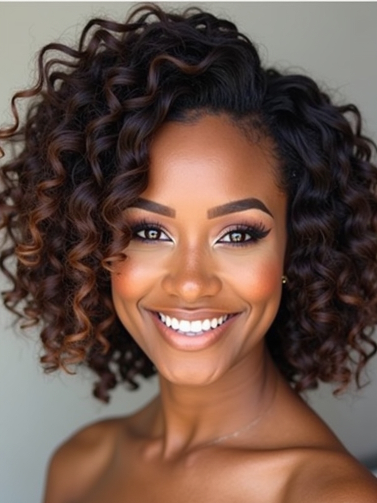 voluminous curly crop hairstyle