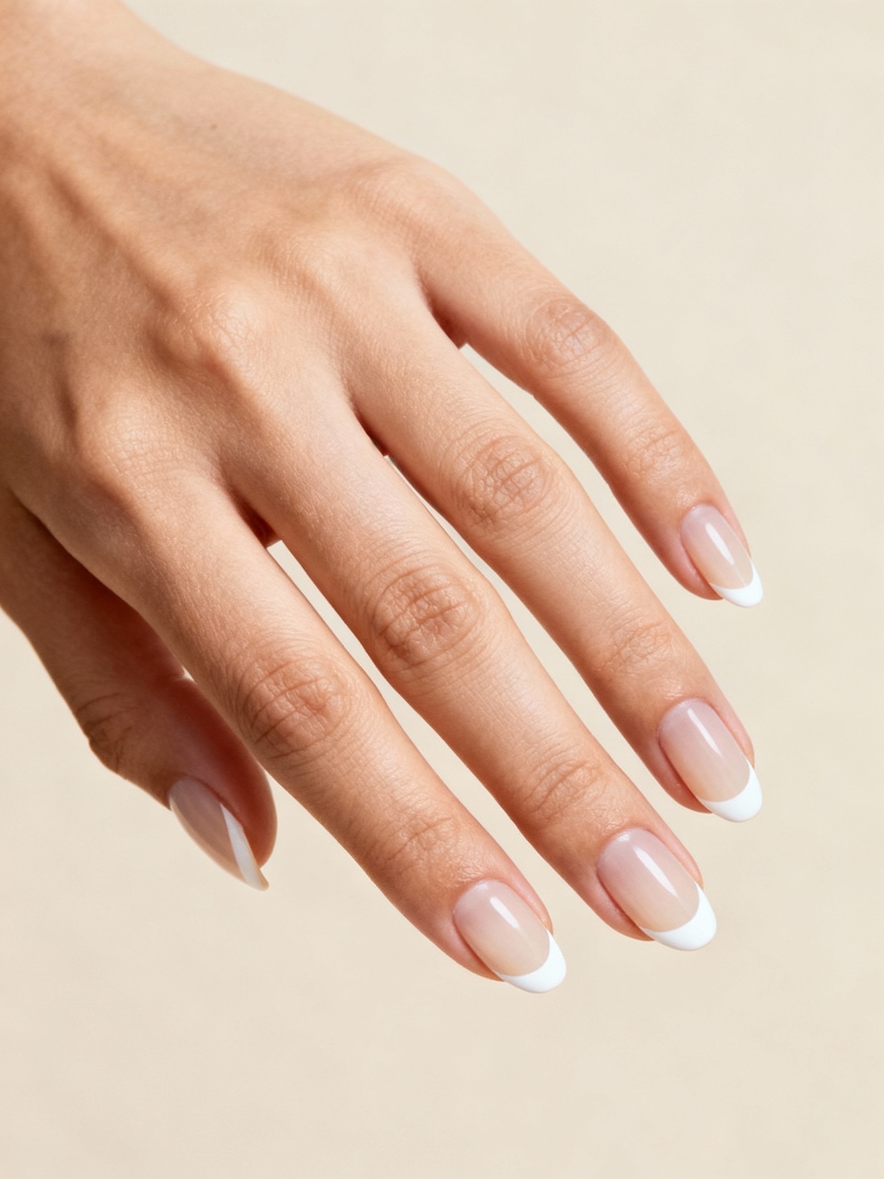almond nails with milky sheer