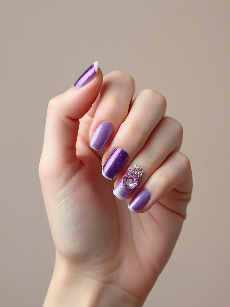 amethyst inspired luxe nail accents