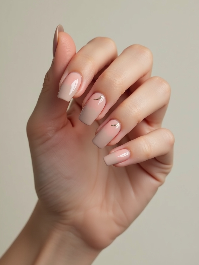 asymmetrical crescent ombr nails