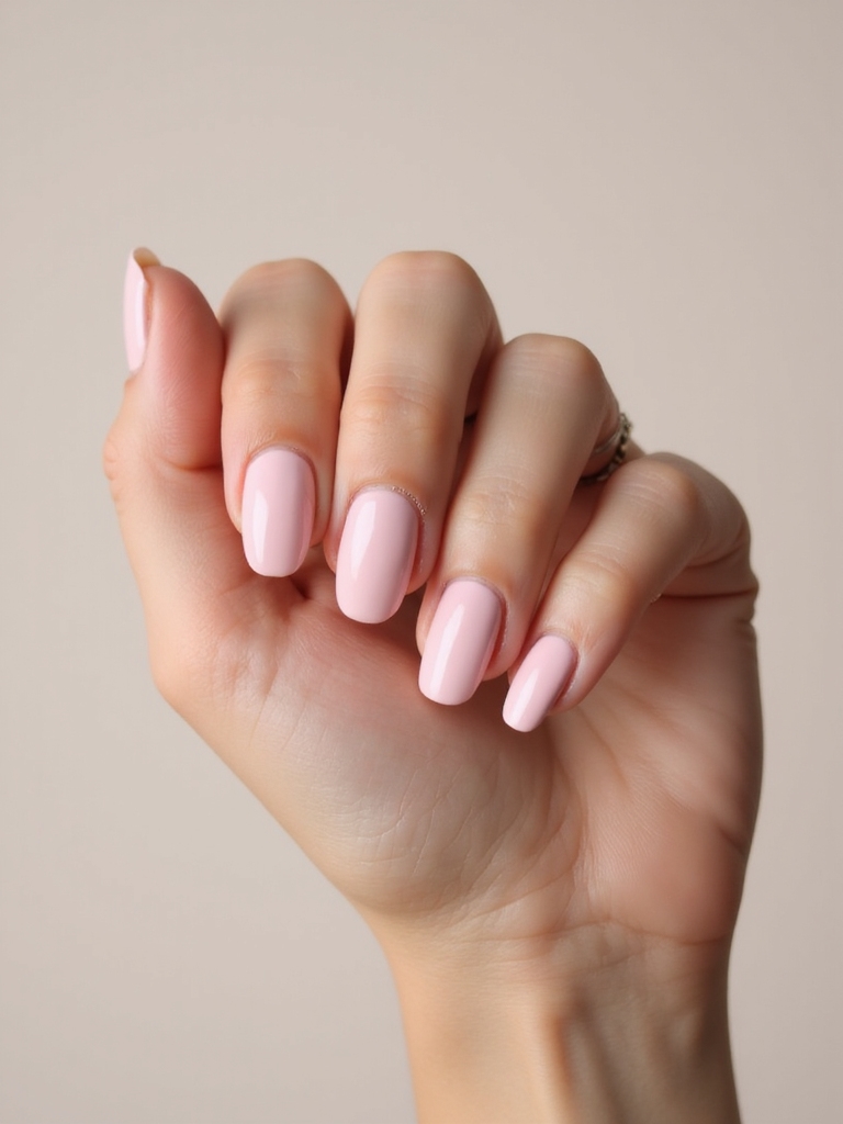 baby pink minimalist negative space manicure