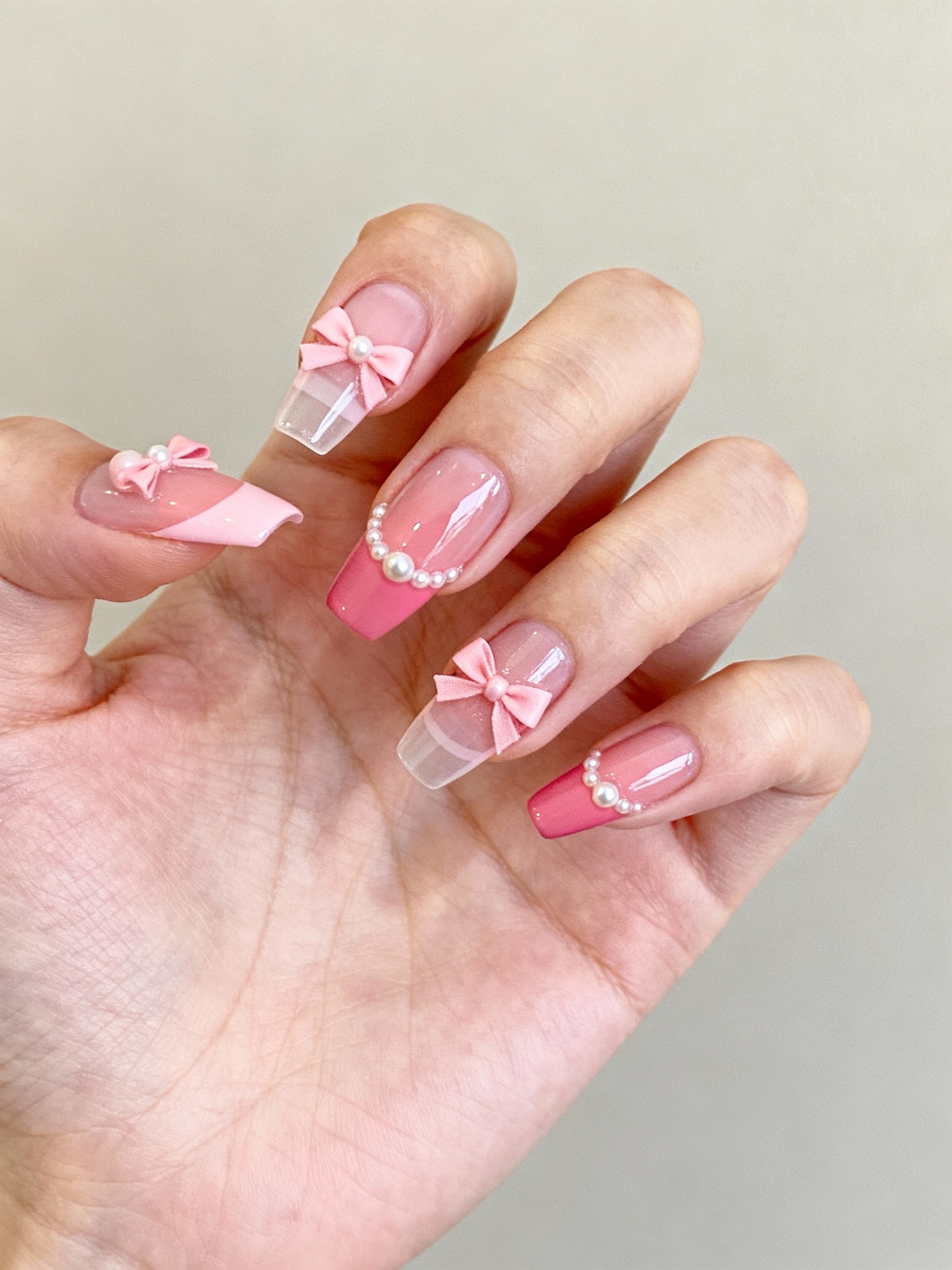 ballet pink bows with pearls