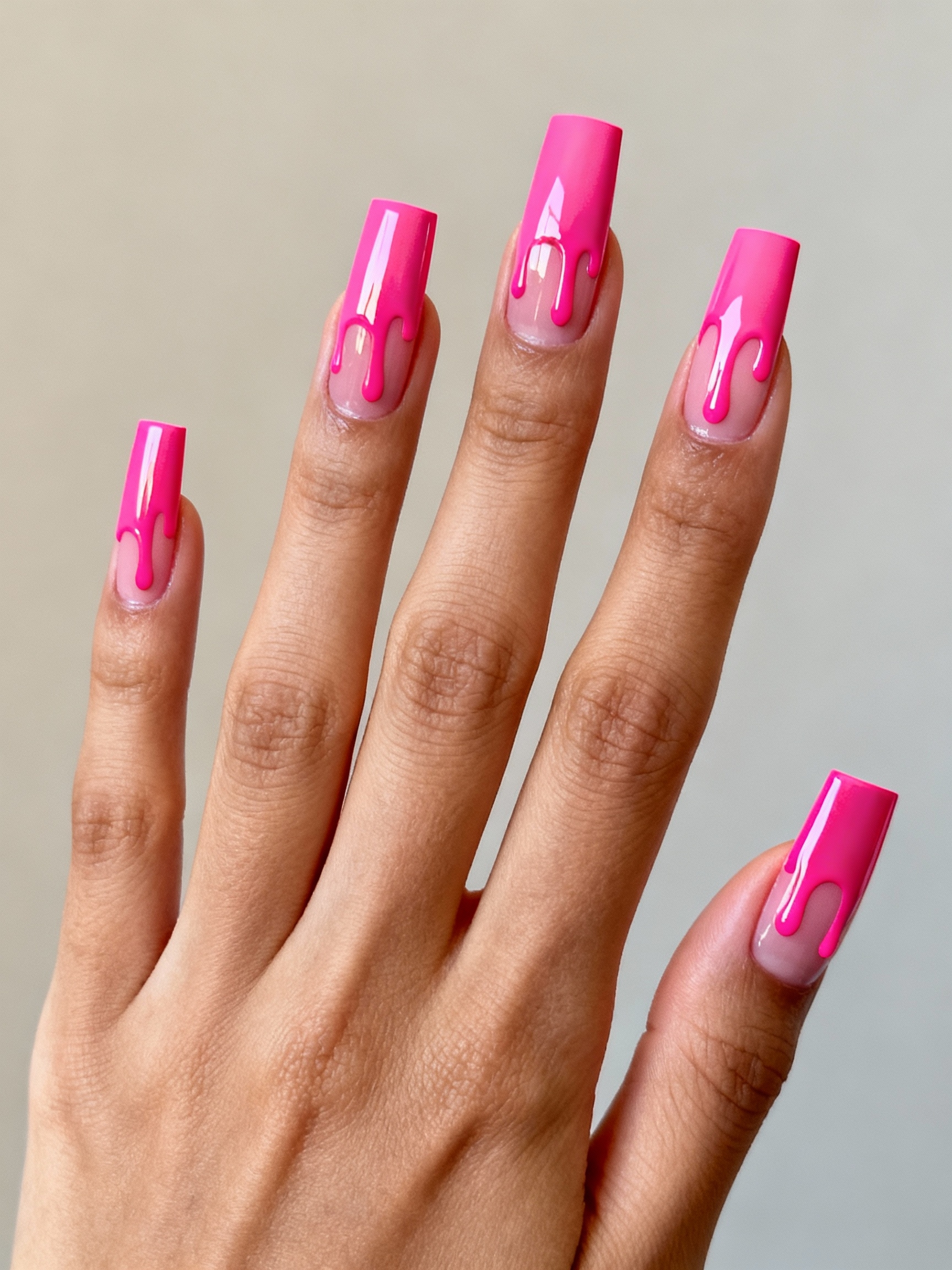 barbie pink syrup drip manicure