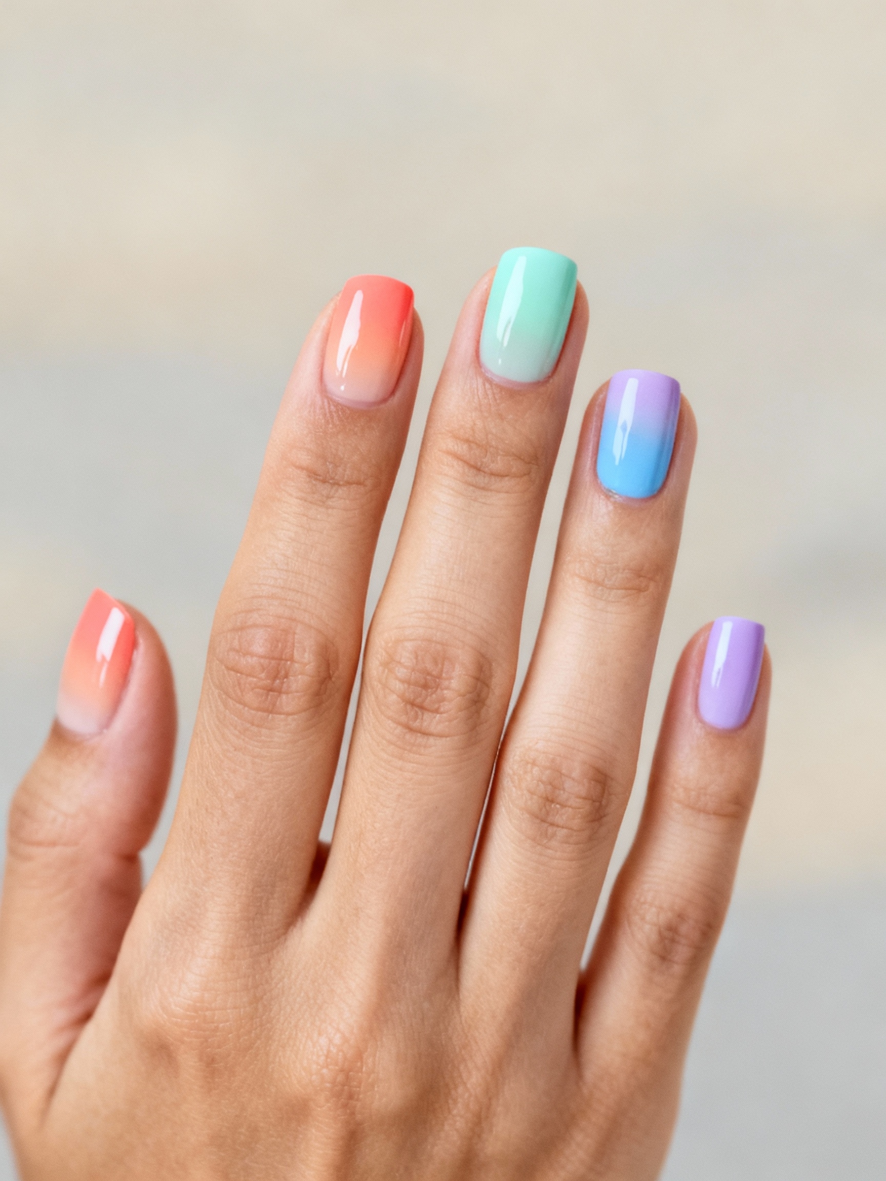 beachy pastel ombr nails