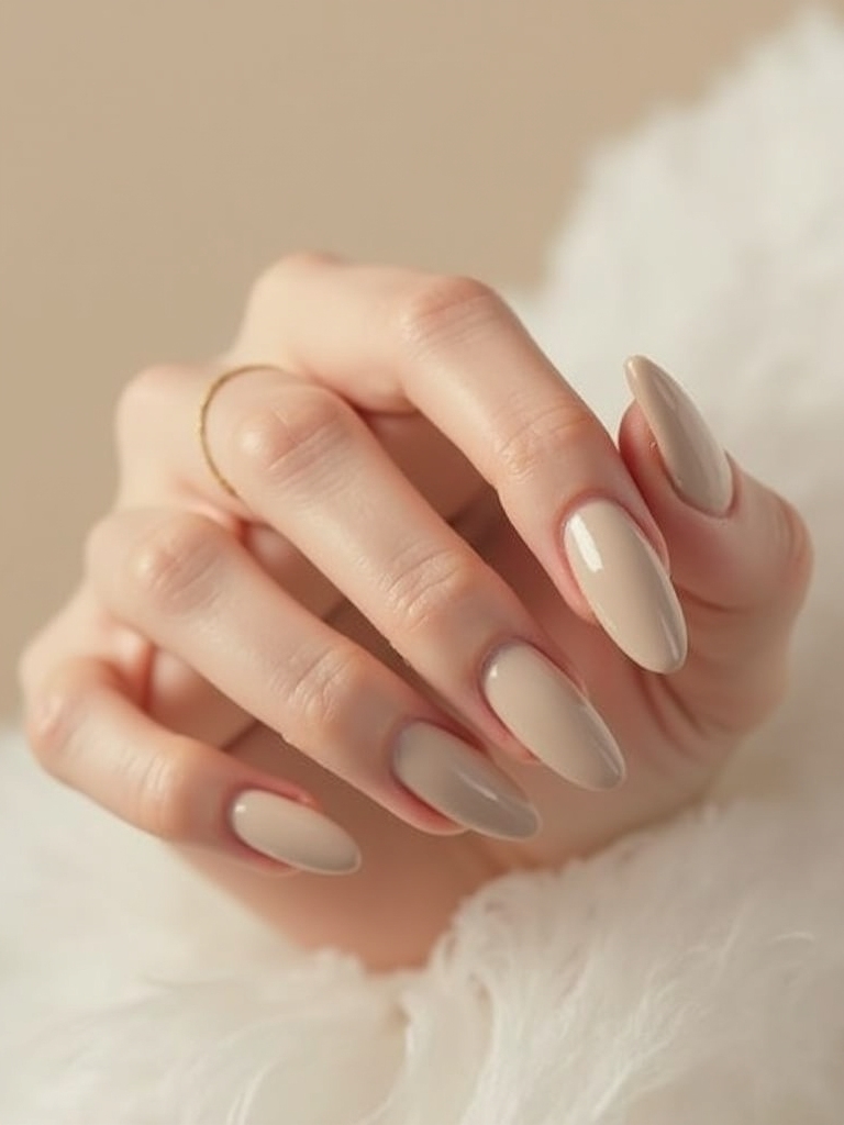 beige on beige almond nails