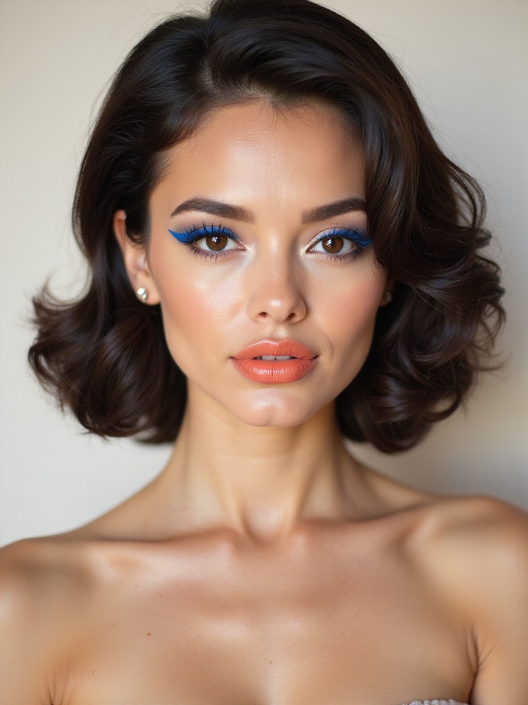 blue lashes sheer coral lips