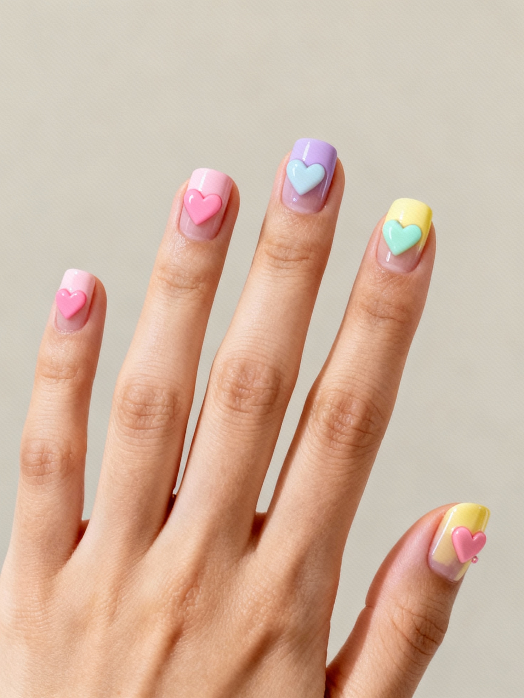 blush pastel candy heart accents